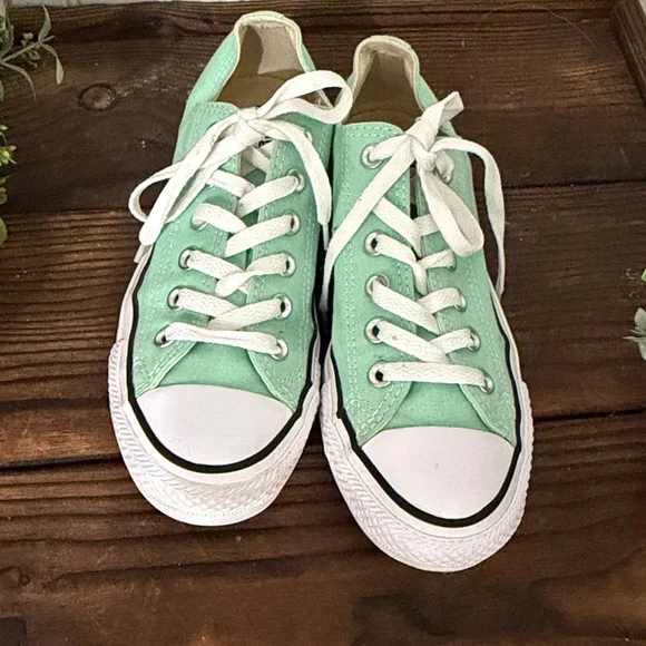 Mint Green Converse All Star Chuck Taylor Low Canvas Sneakers - Picture 2 of 8